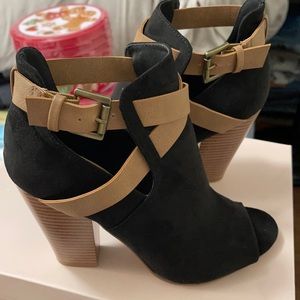 Never Worn Just Fab Black and Brown Heels.